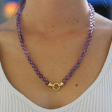 21" "Serena" Clasp Necklace With 7mm Cabochon Amethyst Beads
