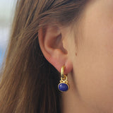 Horizontal Oval Lapis Earring Charms with gold dots