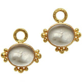 Crystal Venetian Glass Intaglio "Dolphin" Earring Charms with gold dots