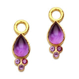 Pear Shaped Amethyst Earring Charms with Bottom Triad