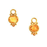 Horizontal Oval Capri-Cut Citrine Over Round Faceted Citrine Earring Charms