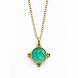 Nile Venetian Glass Intaglio '"Hound Head" Pendant with Square Cabochon Peridot