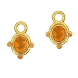 Amber Venetian Glass Intaglio "Micro Angel and Dog" Earring Charms for Hoops with Faceted Spessartite Garnets