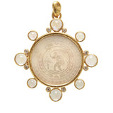18th Century Chinese Gambling Counter Pendant/Brooch with Diamonds and Moonstones