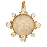 18th Century Chinese Gambling Counter Pendant/Brooch with Diamonds and Moonstones