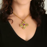 Maltese Cross Pedant and Brooch with Peridot, Amethyst, Pink Tourmaline and Pearls