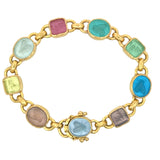 Alternating Pastel Venetian Glass Intaglio "Mosca" and "Quadrato Antico" with hidden clasp