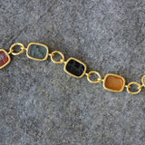 Neutral Venetian Glass Intaglio Antique "Animals" Link Bracelet With Toggle Clasp
