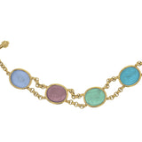 Pastel Venetian Glass Intaglio "Large Oval Animals" Link Bracelet With Toggle Clasp