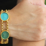 Pastel Venetian Glass Intaglio "Large Oval Animals" Link Bracelet With Toggle Clasp