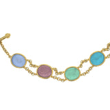Pastel Venetian Glass Intaglio "Large Oval Animals" Link Bracelet With Toggle Clasp