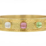 Narrow Flat Bangle With Cushion Cabochon Tutti Frutti Stones