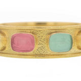 Venetian Glass Intaglio With Antique Animals In Flat Narrow Bangle