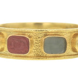 Venetian Glass Intaglio “Antique Animals" In Flat Narrow Bangle Bracelet