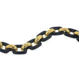 Black Jade "Small Livorno" Link Bracelet with Hammered Gold Connectors