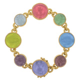 Pastel Venetian Glass Intaglio "Cabochon Nico Putto with Butterfly & Round Goddess with Wheat" Link Bracelet
