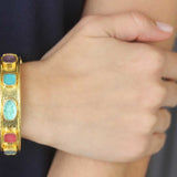 Wide Venetian Glass Intaglio "Chimera Quadrato" & "Flying Pegasus" Bracelet