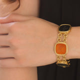 Venetian Glass Intaglio "Mythology" Large Link Bracelet
