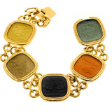 Venetian Glass Intaglio "Mythology" Large Link Bracelet