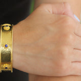 Blue Sapphire Daisy Bangle Bracelet