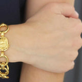 Hammered Link Bracelet With "Fat Bee" Box Clasp