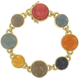Venetian Glass Intaglio 'Cab Nico Putto with Butterfly & Round Goddess with Wheat' Link Bracelet