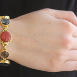Venetian Glass Intaglio 'Cab Nico Putto with Butterfly & Round Goddess with Wheat' Link Bracelet