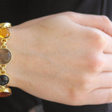 Venetian Glass Intaglio 'Cab Nico Putto with Butterfly & Round Goddess with Wheat' Link Bracelet