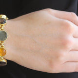 Venetian Glass Intaglio 'Cab Nico Putto with Butterfly & Round Goddess with Wheat' Link Bracelet