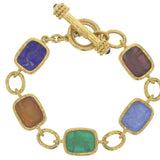 Venetial Glass Intaglio Antique "Animals" Link Bracelet With Toggle Clasp