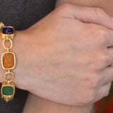 Venetial Glass Intaglio Antique "Animals" Link Bracelet With Toggle Clasp