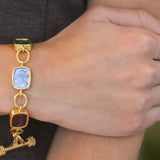 Venetial Glass Intaglio Antique "Animals" Link Bracelet With Toggle Clasp