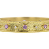 Faceted Pink Sapphire and Diamond Bangle Bracelet