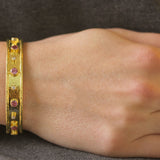 Faceted Pink Sapphire and Diamond Bangle Bracelet