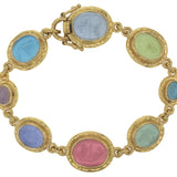 Pastel Venetian Glass Intaglio "Dolphin", "Micro Horse", "Tiny Lion", & "Eagle & Dolphin" Link Bracelet