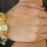 Pastel Venetian Glass Intaglio "Dolphin", "Micro Horse", "Tiny Lion", & "Eagle & Dolphin" Link Bracelet