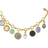 Charm Bracelet With a Selection of Venetian Glass Intaglios, White & Black South Sea Pearls, Ancient Silver and Bronze Coins