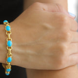 Oval Sleeping Beauty Turquoise Link Bracelet
