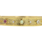 "Tutti Frutti" and Diamond Flat Narrow Bangle Bracelet