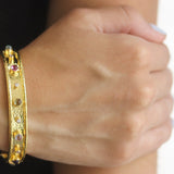 "Tutti Frutti" and Diamond Flat Narrow Bangle Bracelet