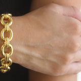 "Borghese" Link Bracelet with Banded Connectors and Hidden Closure