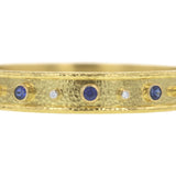 Faceted Blue Sapphire and Diamond Bangle Bracelet