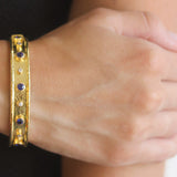 Faceted Blue Sapphire and Diamond Bangle Bracelet