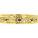 Faceted Blue Sapphire and Diamond Bangle Bracelet