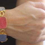 Pastel Venetian Glass Intaglio "Muse" Bracelet with Small Oval Link Connectors and Box Clasp