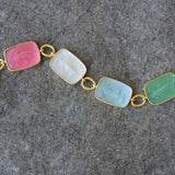 Pastel Venetian Glass Intaglio "Muse" Bracelet with Small Oval Link Connectors and Box Clasp