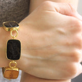 Fall Venetian Glass Intaglio "Muse" Bracelet with Small Oval Link Connectors and Box Clasp