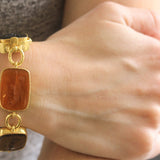 Fall Venetian Glass Intaglio "Muse" Bracelet with Small Oval Link Connectors and Box Clasp