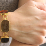 Fall Venetian Glass Intaglio "Muse" Bracelet with Small Oval Link Connectors and Box Clasp