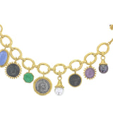 "Smooth" Link Chain Charm Bracelet With a Selection of Venetian Glass Intaglios, White & Black South Sea Pearls, Ancient Silver and Bronze Coins